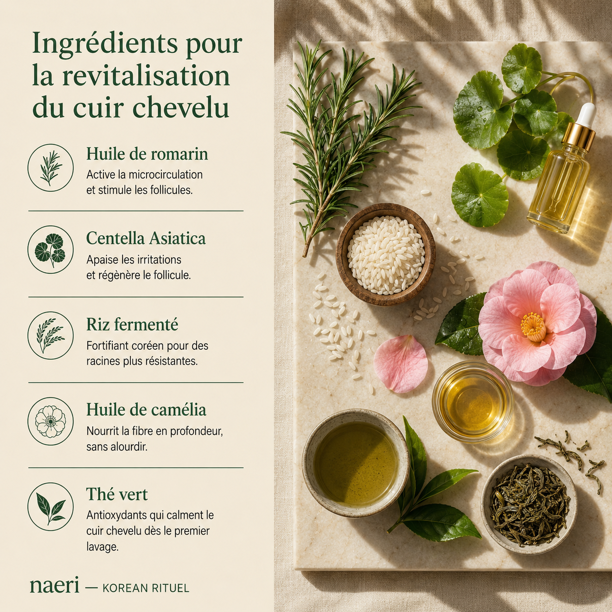 Ingrédients pour la revitalisation du cuir chevelu